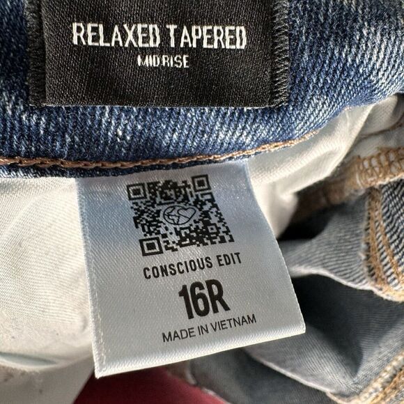 Express Jeans NWT Size‎ 16 Relaxed Tapered Mid Rise Straight Ankle Light Denim - Picture 14 of 15